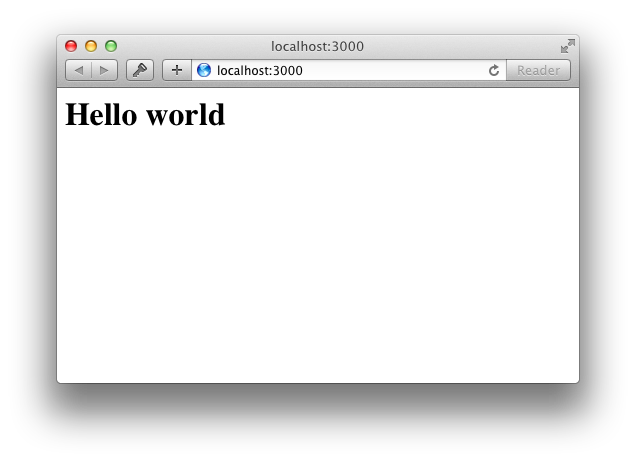 A browser displaying a big 'Hello World'